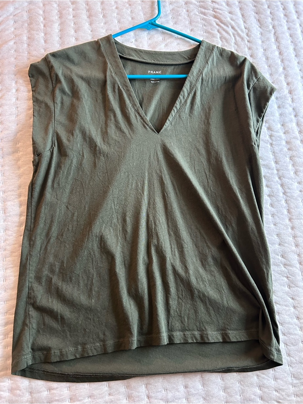 Frame Denim Olive V-Neck Cap Sleeve Tank Top